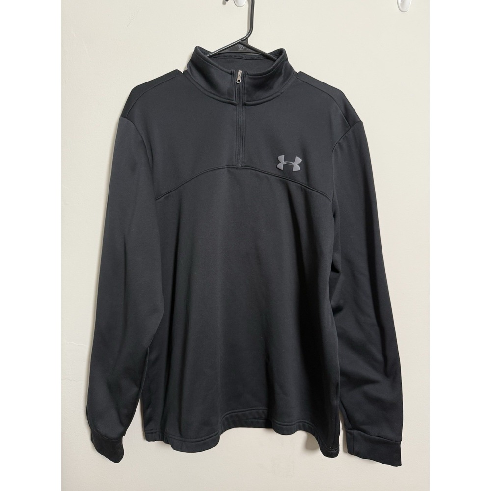 UNDER ARMOUR Mens Pullover 1/4 Zip Sz L Athletic Sporty Minimalist Black